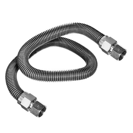 Flextron Gas Line Hose 3/8'' O.D. x 72'' Length with 1/2" FIP Fittings, Stainless Steel Flexible Connector FTGC-SS14-72B